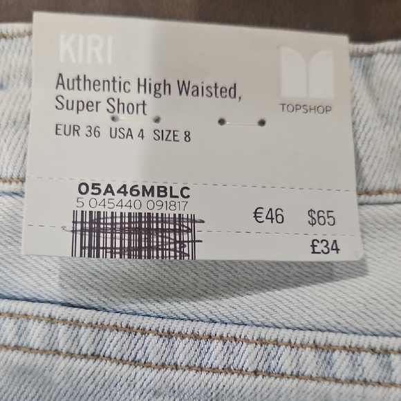 Topshop Blue and Silver Jean Shorts with Studded Heart Embellishments - Picture 4 of 9